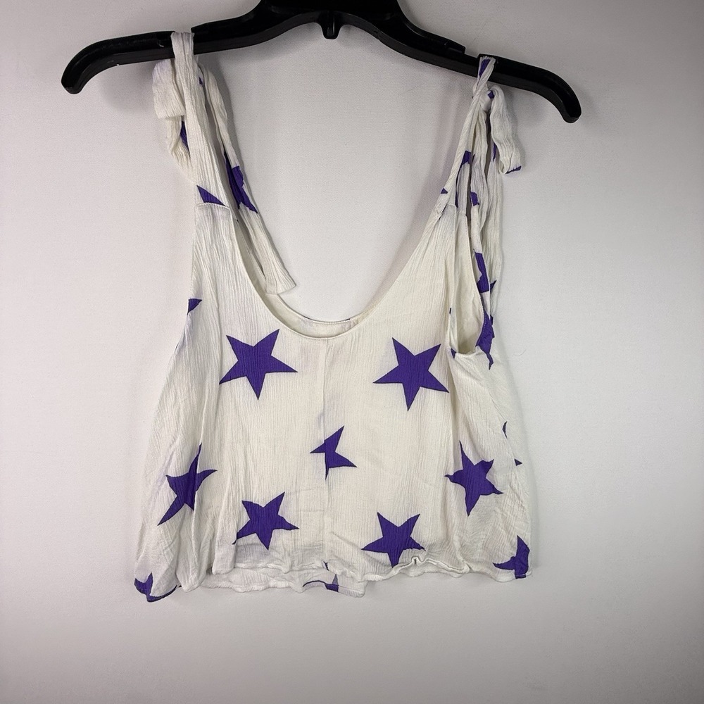 Buddy Love Small Women's Crop Tank Purple Stars